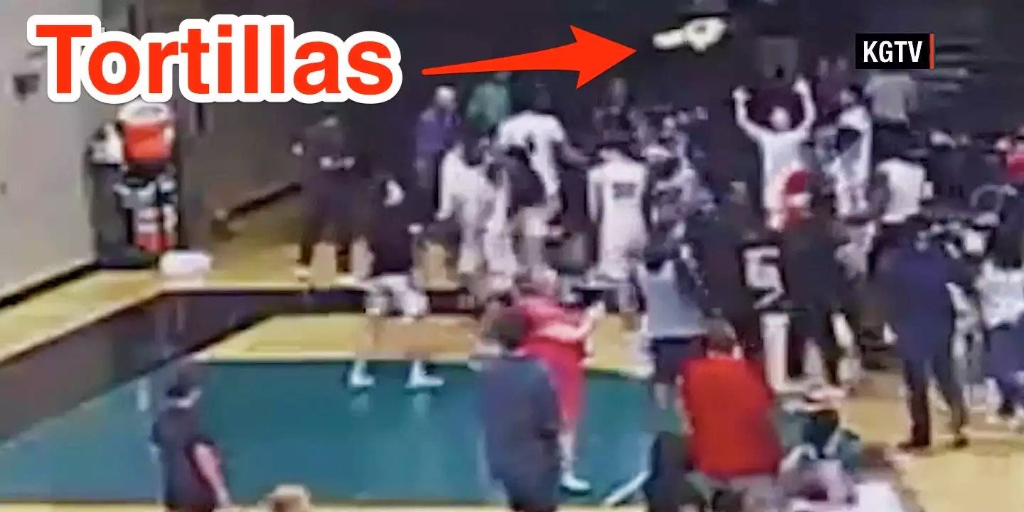 A high school basketball team was stripped of its regional title after video showed them throwing tortillas at opposing Latino players